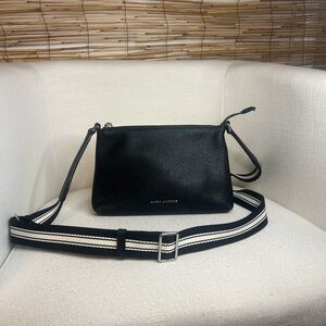 M A R C  J A C O B S.     Black Crossbody Bag with Striped Strap